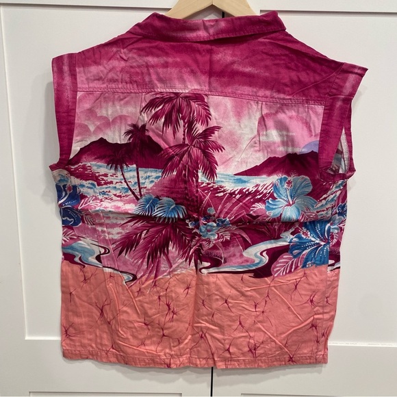 Vtg Hilo Hattie Shirt Women's Hawaiian Pink Floral Button up Aloha USA Beach - Picture 3 of 5